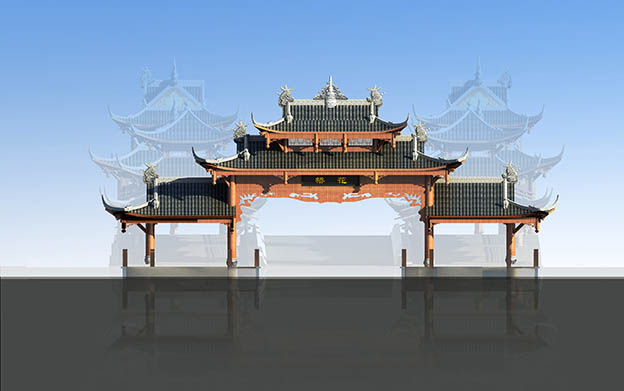 方案一门楼正立面效果